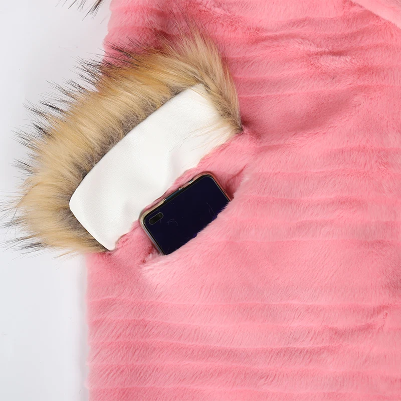 Nerazzurri Розовое длинное пальто из искусственного меха в стиле пэчворк для женщин