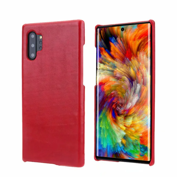 Note10+ ретро матовый чехол из натуральной кожи для телефона samsung Galaxy Note 10 9 S10 S9 Plus Note10 Простой деловой чехол - Цвет: Красный