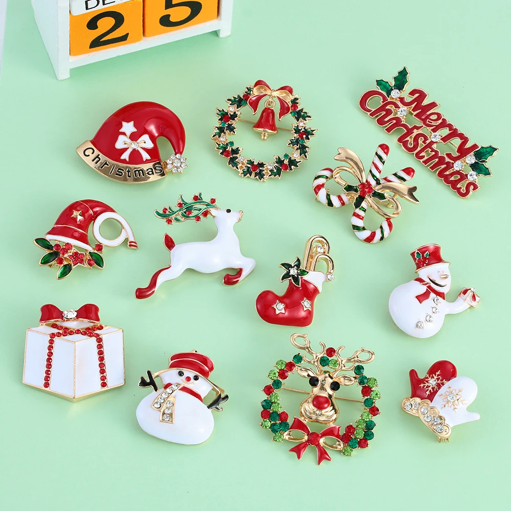 Рождественская брошь булавка Веселый милый Санта Клаус конфета эмаль шляпа