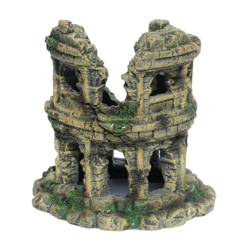 

Colosseum Aquarium Fish Tank Landscaping Decoration Vintage Home Resin Hideaway Shrimp Breeding Hiding Cave Shelter