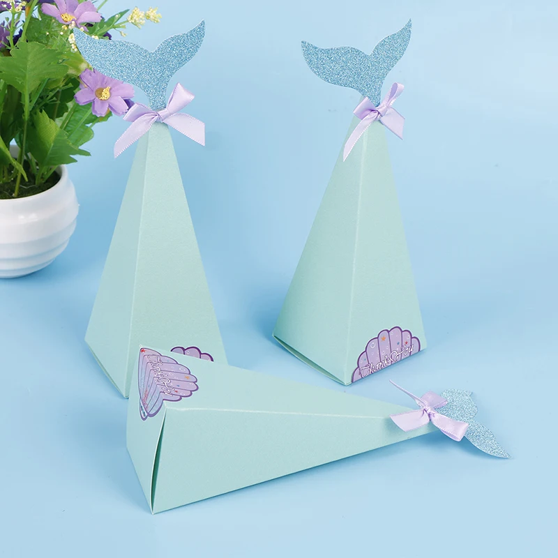 

10 шт. Русалка подарок Коробки красивая бумага коробка конфет Русалка День рождения украшения