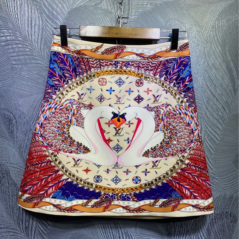 

Seifrmann Women Summer Fashion Designer2 PiecesSet Lantern Sleeve Loose Blouses + High Waist A-Line Skirts TwoPiecesSuits