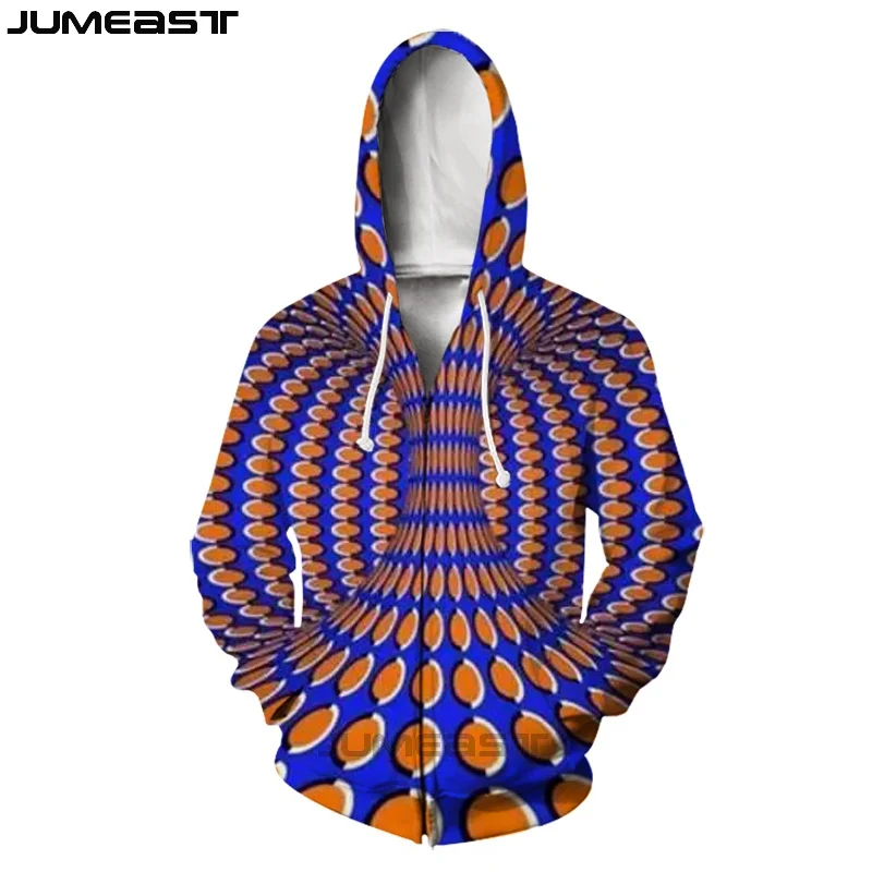 

Jumeast Men Women 3D Sweatshirts Visual Illusion Vertigo Art Oversized Coat Casual Jacket Pullover Fashion Spring Zipper Hoodies
