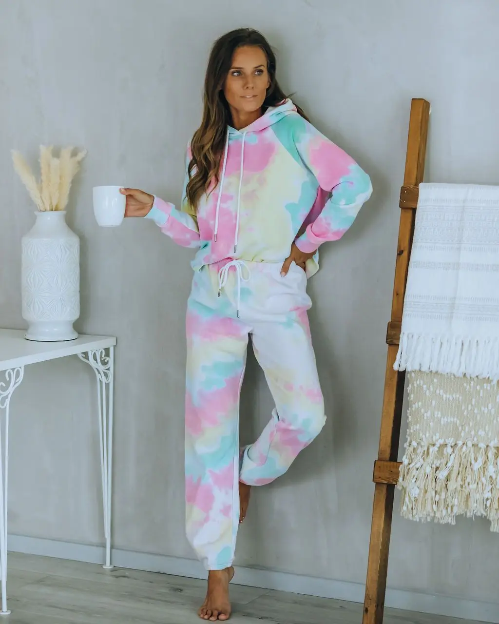 

Модный осенне-зимний женский домашний пижамный комплект с шапкой Спортивная домашняя женская пижама Домашняя одежда женская одежда для сн...