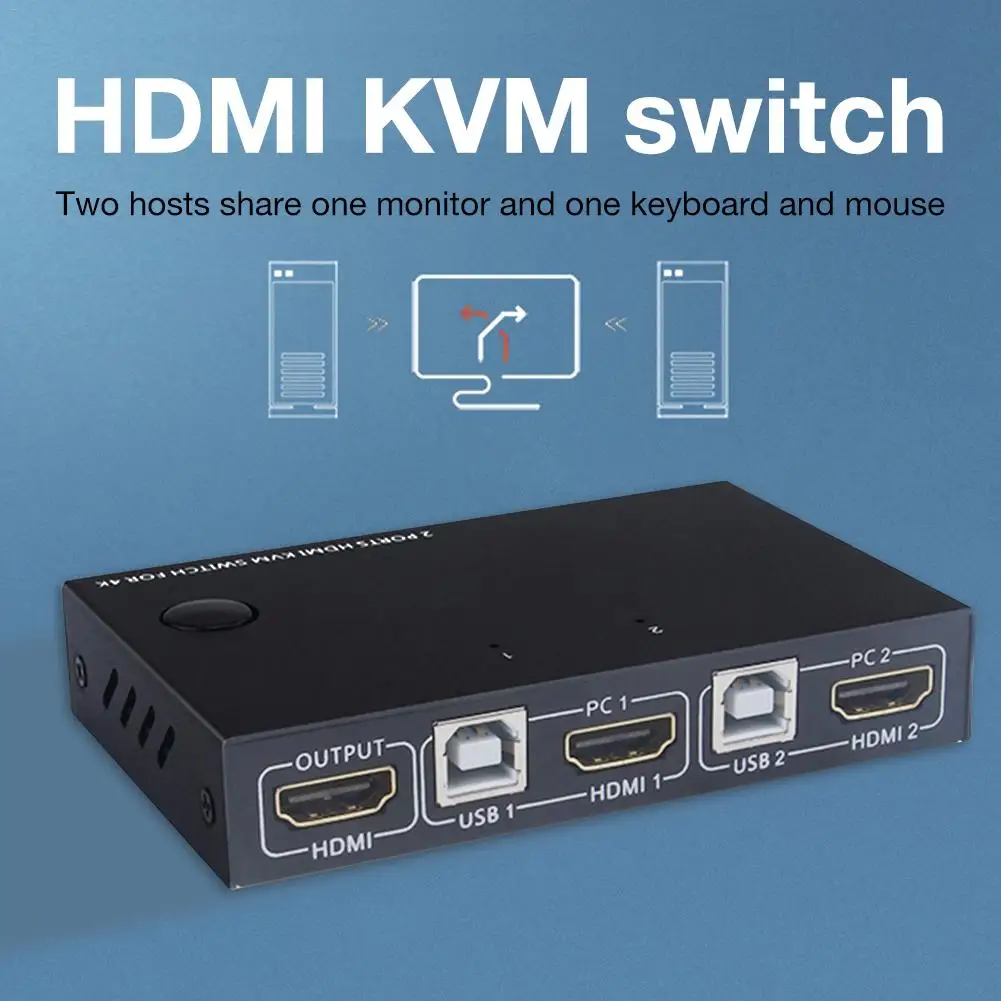 KVM переключатель 2 порта 4K USB концентратор разветвитель коробка в 1 для ноутбука HDTV