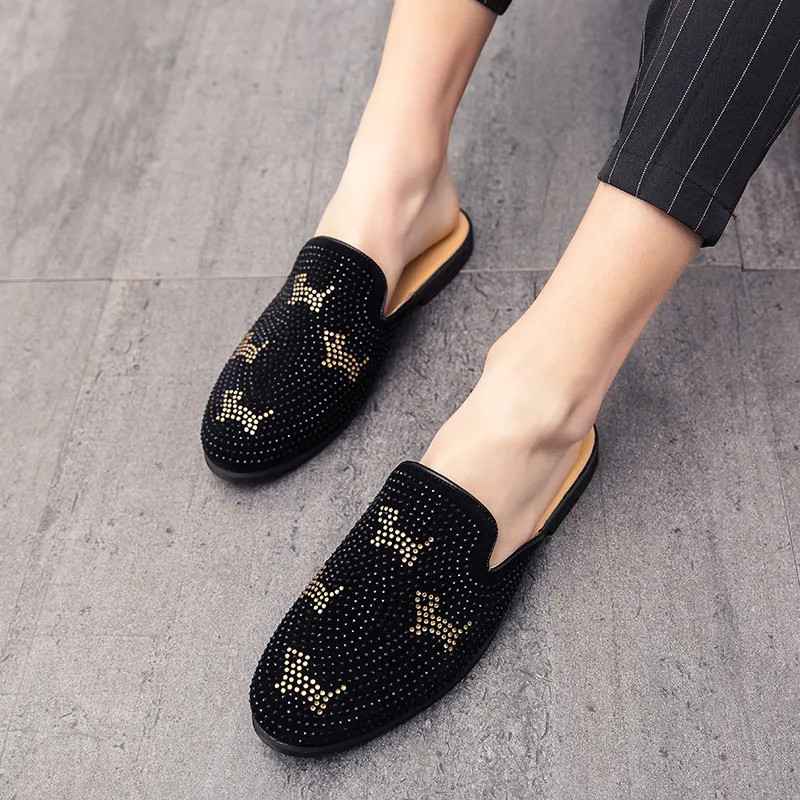 

Office Business Luxurious Non-slip Slippers Fashion Brand High Quality Half Drag New 2021 Wear-resistant Trend Shoes Men Light