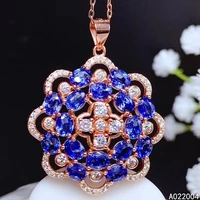 kjjeaxcmy fine jewelry 925 sterling silver inlaid natural sapphire female miss woman new pendant necklace luxury support test
