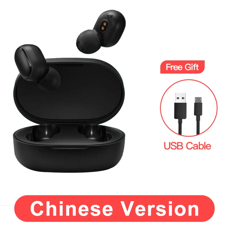 Xiaomi Redmi Airdots глобальная версия Опциональные TWS наушники стерео беспроводной шумоподавление с микрофоном громкой связи AI Bluetooth 5,0 - Цвет: Redmi Airdots Black