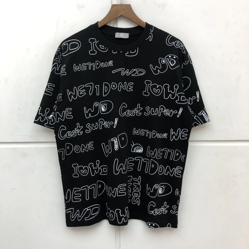 

We11done HIP-HOP T-shirt Men Women High Quality Graffiti Tee Tops Oversize
