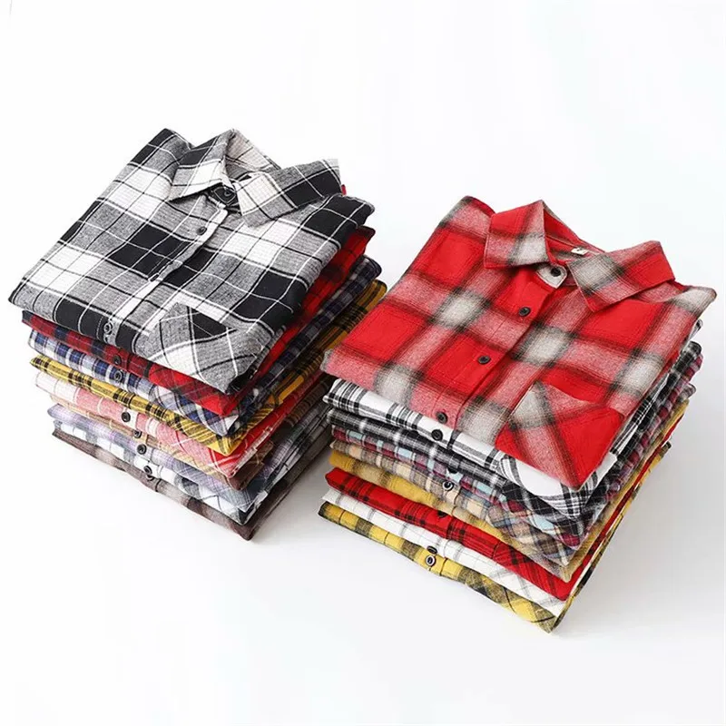 Dioufond 2020 новинка Женская шикарная свободная Клетчатая блуза с длинным рукавом