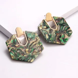 

Fashion Personality Alloy Earrings Acrylic Acrylic Sheet Hexagon Pendant Women's Earrings Party Wedding Jewelry Accessories