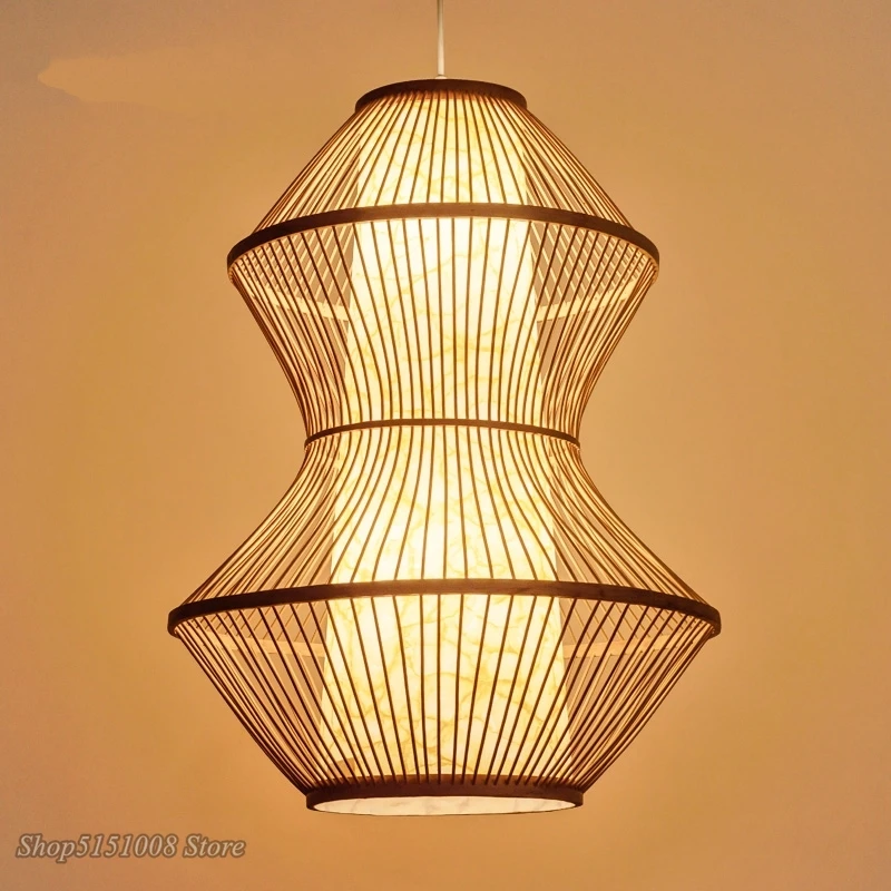 Современные подвесные светильники из бамбука плетеные ротанга в стиле
