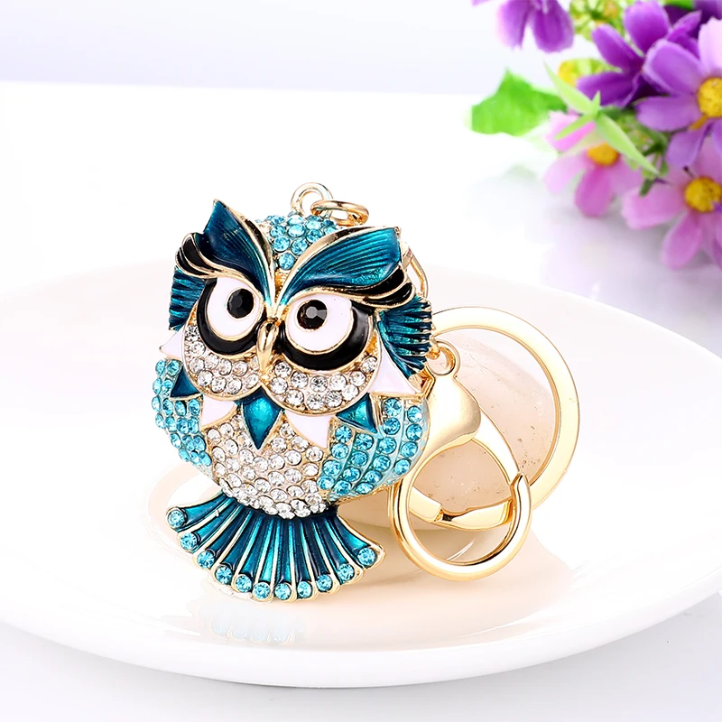 CHY-5414Blue EASYA, дизайн, кристалл, Сова, брелок, полный, стразы, брелок для ключей, держатели для ключей для женщин, сумка, аксессуары, милые животные, автомобильный брелок - Цвет: CHY-5414Blue