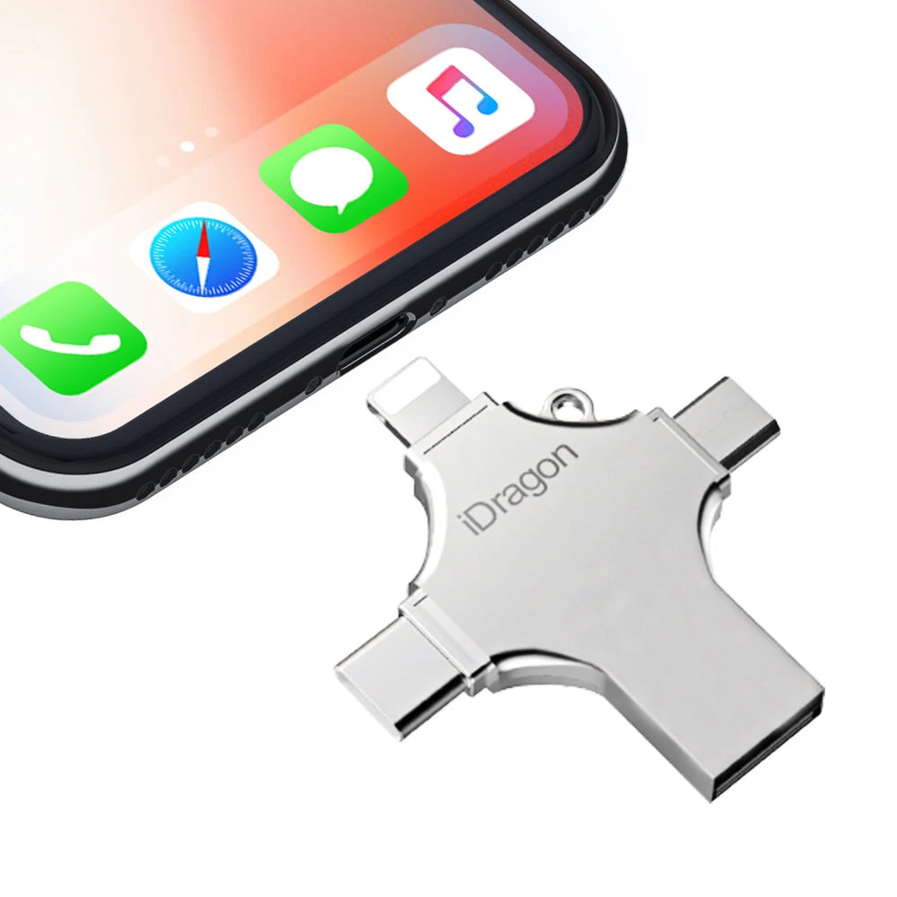 IOS OTG USB флэш накопитель первый 4 в 1 для iPhone/IOS/Type C/Android/PC 128 Гб 64 ГБ 32 16 ГБ|Переходники