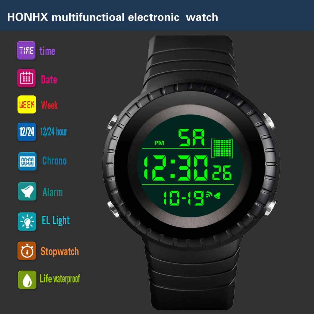 Reloj Депортиво Хомбре часы Для мужчин Роскошные Для мужчин s Для женщин цифровой светодиодный часы Дата Спорт на открытом воздухе электронные водонепроницаемые часы