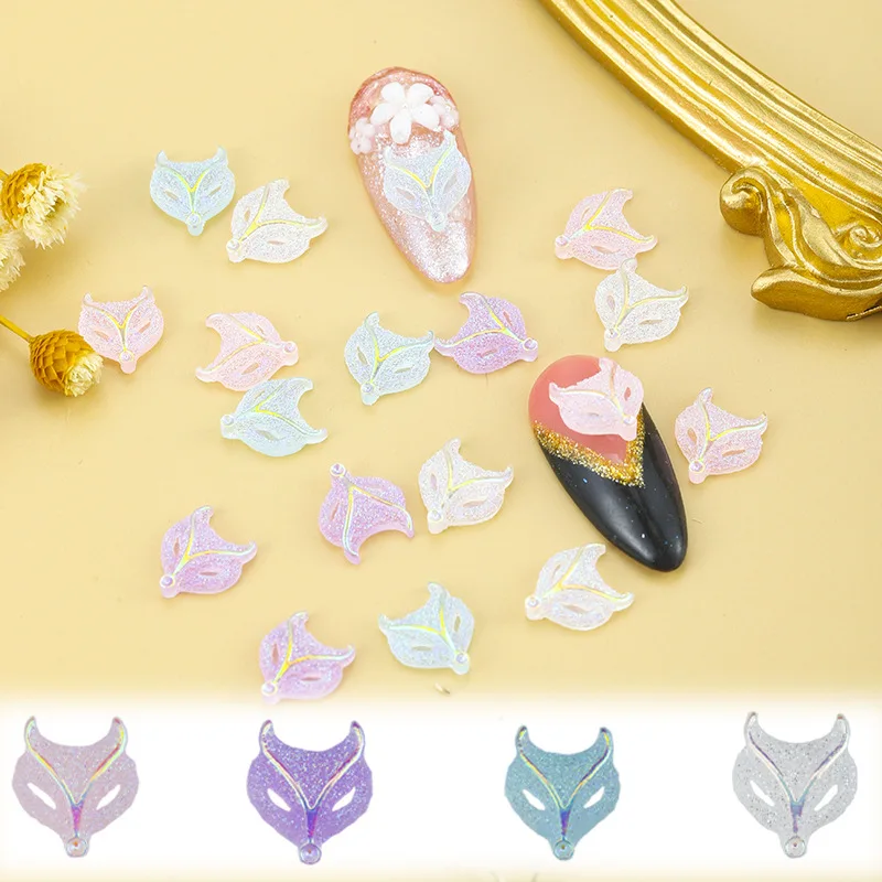 

50PCS/Pack 2021 New Jewelry Aurora Nail Decoration Little Fox Head 9.5*8.5mm, DIY 3D Charms Cute Manicure Gems Rhinestones#TF15