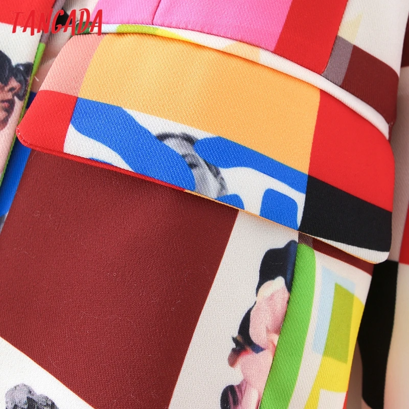 Женский блейзер с принтом Tangada винтажный двубортный пиджак длинным рукавом