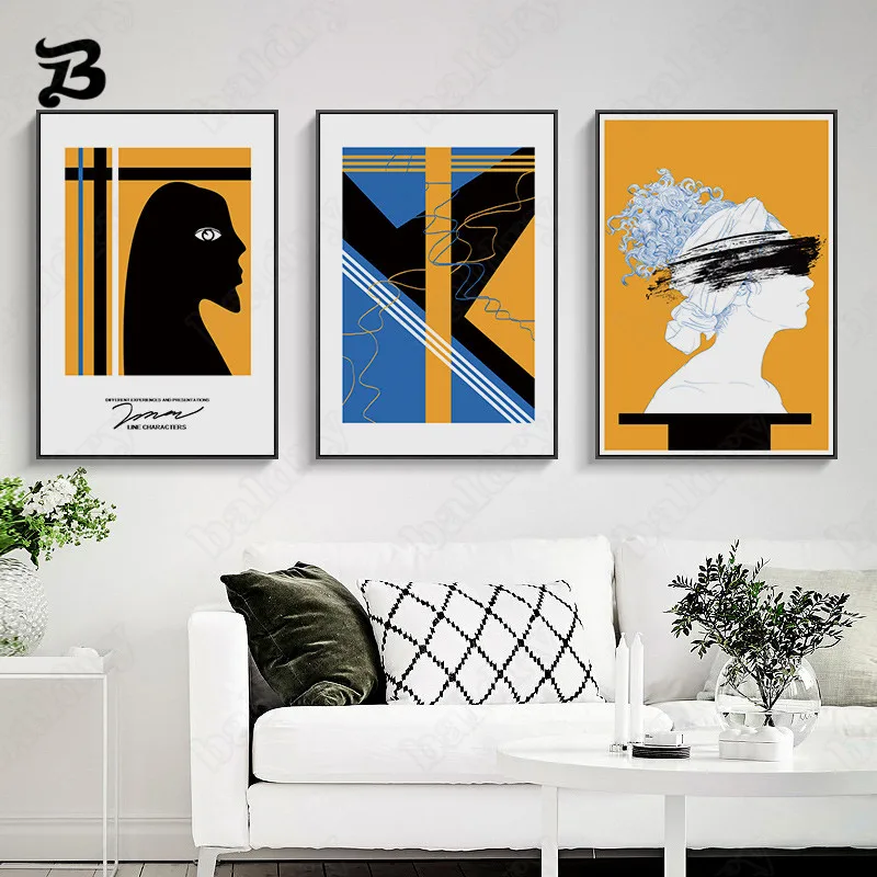 

Canvas Painting Geometric Modern Abstract Women Wall Art Posters and Prints for Living Room Nordic Wall Pictures Home Decoration