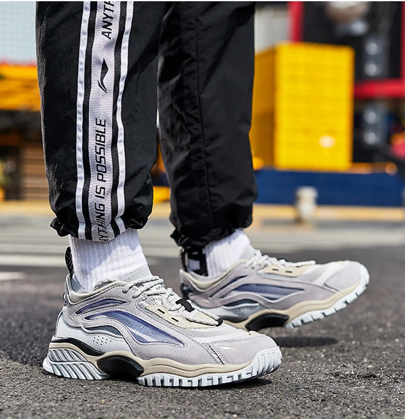 LI-Ning/Мужская обувь AURORA WINDWALKER, стиль жизни, кожа, ноская подкладка, Ретро стиль, спортивная обувь, кроссовки для отдыха, AGLP089 YXB324