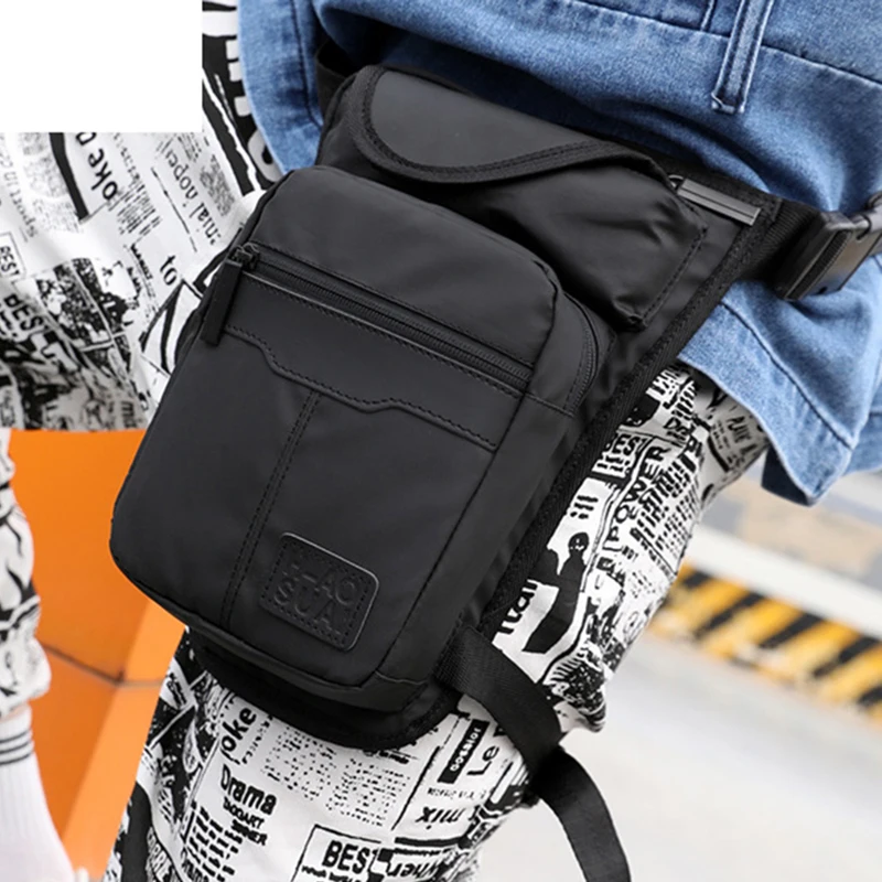 

High Quality Nylon Men Drop Leg Bag Fanny Pack Motorcycle Riding Casual Shoulder Cross Body Thigh Male Hip Belt Waist Bags