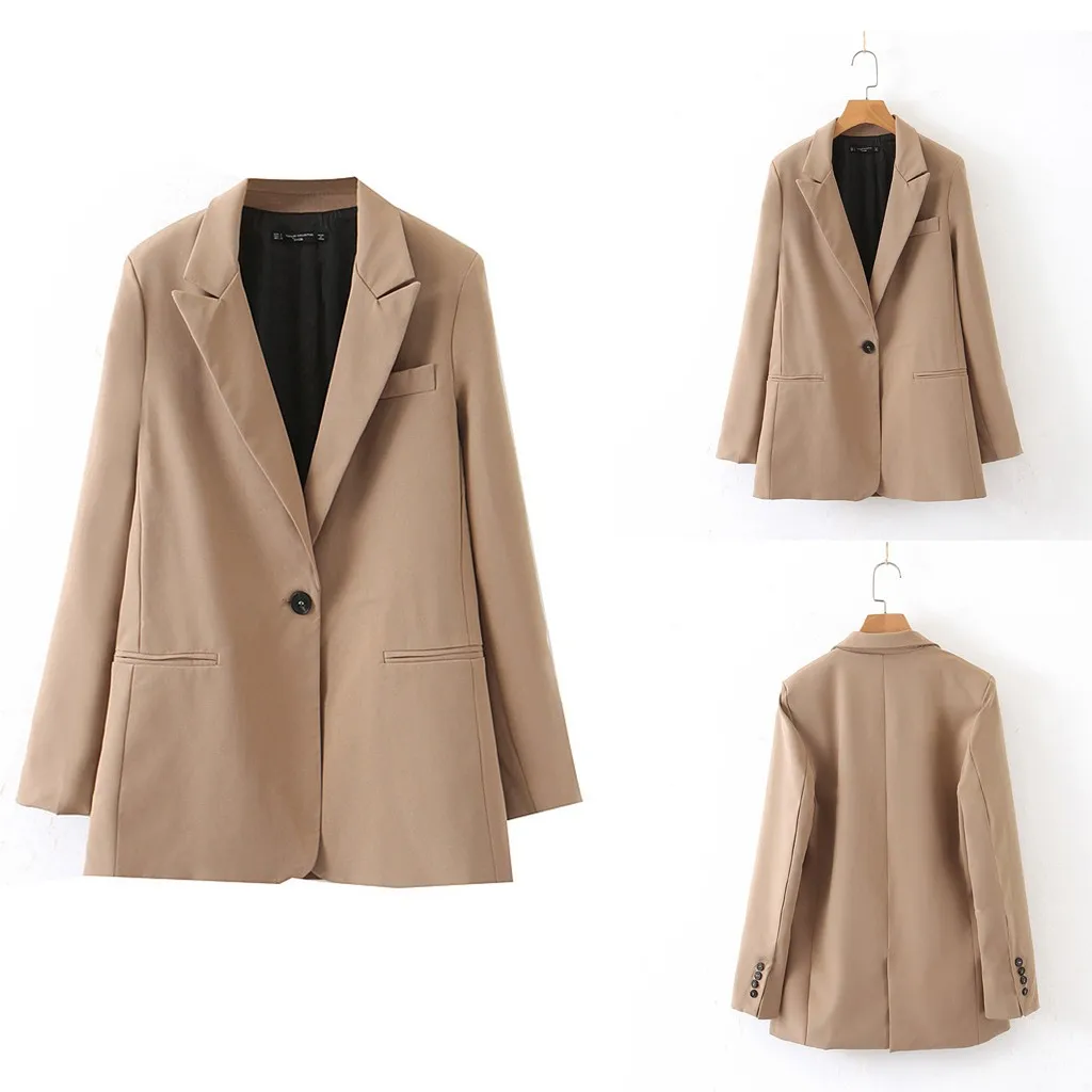 Женский блейзер на пуговицах SAGACE однотонный с длинным рукавом в европейском и