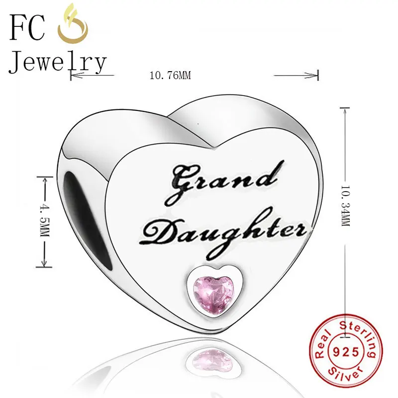 FC ювелирное изделие оригинальный браслет 925 серебро сердце бусины из розовых