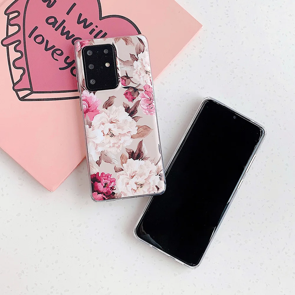 

Elegant Flower Soft Case For Samsung Galaxy S20 Plus S20 Ultra Note 10 Plus S10 S9 S8 Plus Floral Protective Cover