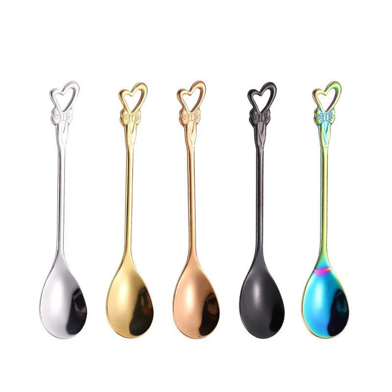 

Stainless Steel Coffee Stiring Spoon Creative 4 Style Tableware Teaspoon Ice Cream Dessert Spoons Kitchen Tool Wedding Supplies