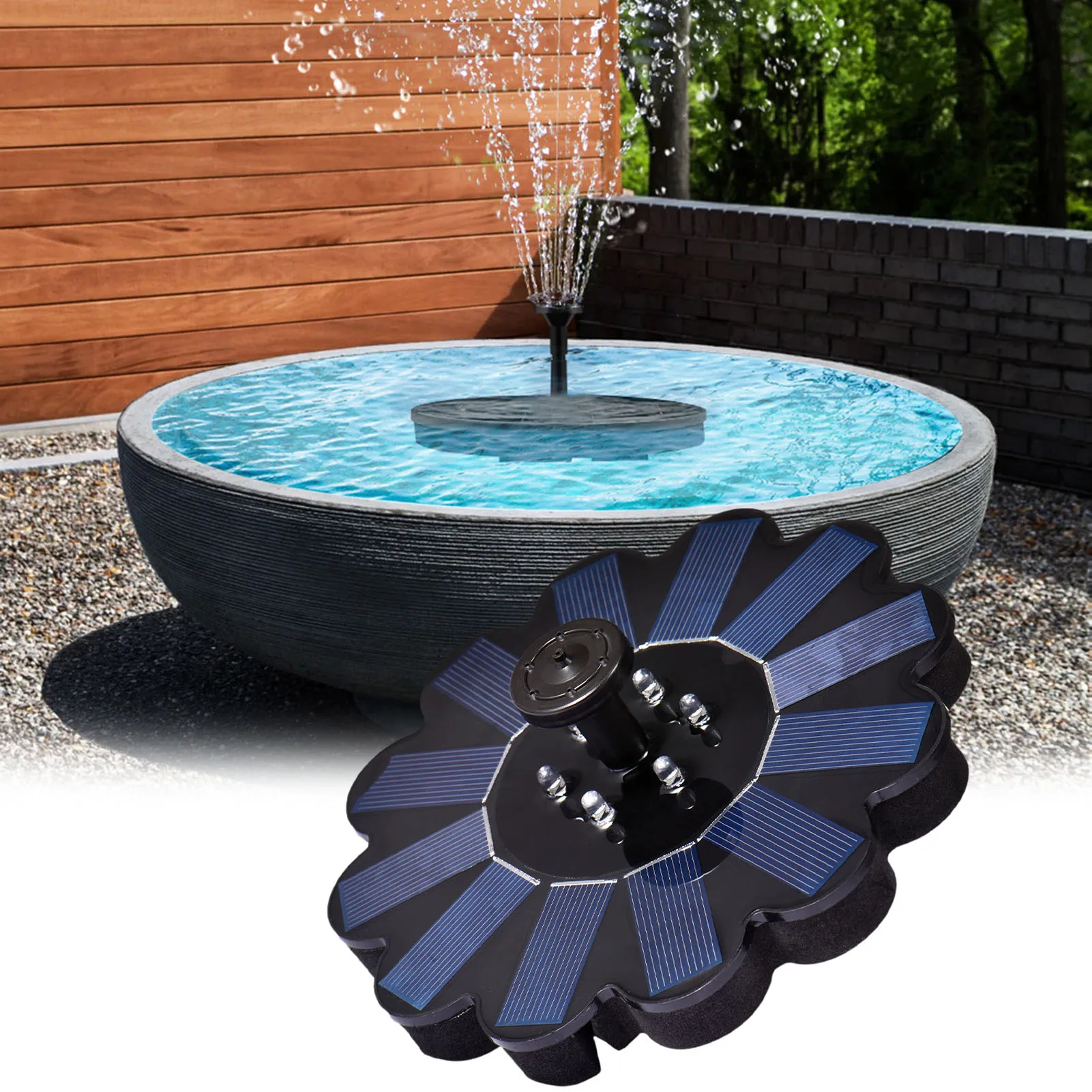 

Solar Fountain Solar Energy Fountain Outdoor Pool Waterscape Flowing Flower-Shaped Water Floating Fountain Garden Decor