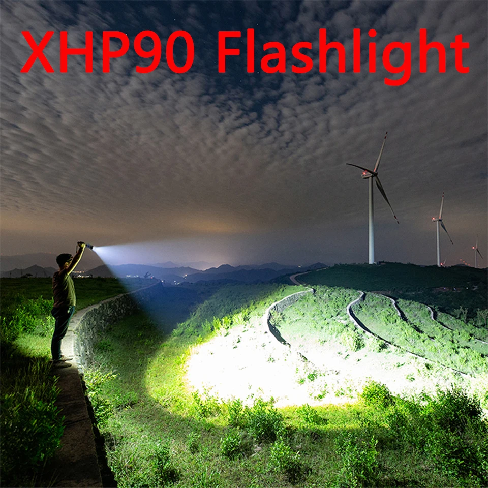 Светодиодный фонарик Yunmai XHP90 мощный зум-фонарь usb ярче чем xhp70.2 уличный фонарь для
