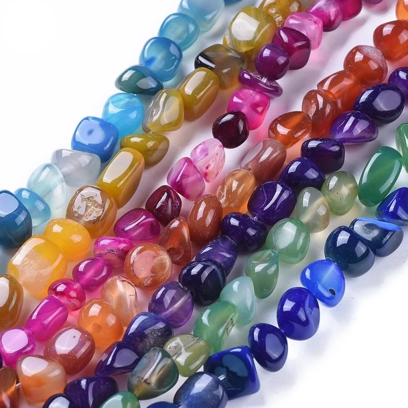 

5 Strands Natural Agate Beads Stone Beads Dyed Heated Irregular Nuggets for Jewelry Making DIY Bracelet Necklace Supplies