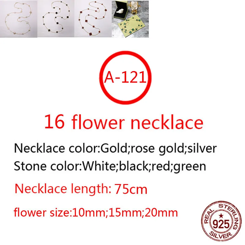 

A121 16 flower S925 sterling silver necklace fashion style four leaf flower clover high-end style new jewelry girlfriend