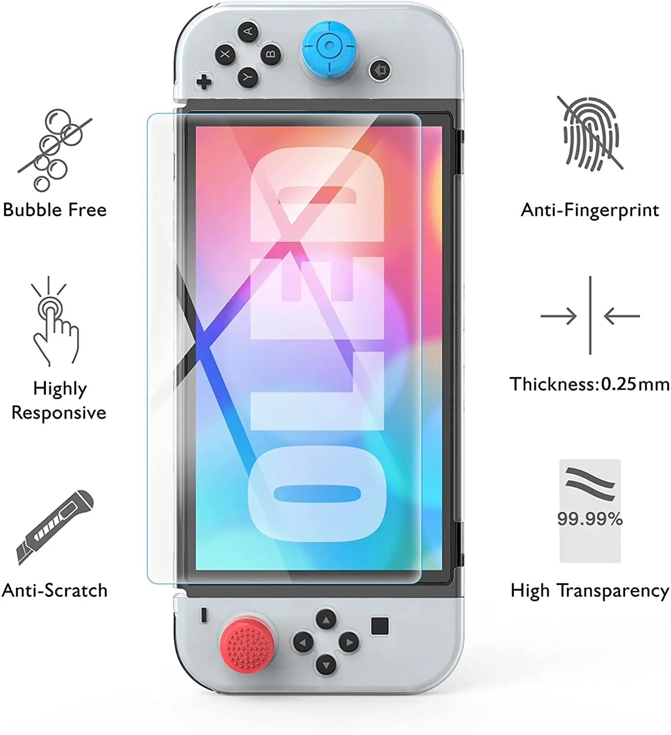 Прозрачный защитный чехол HEYSTOP совместимый с Nintendo Switch OLED модель 2021 PC для Joy-Con |