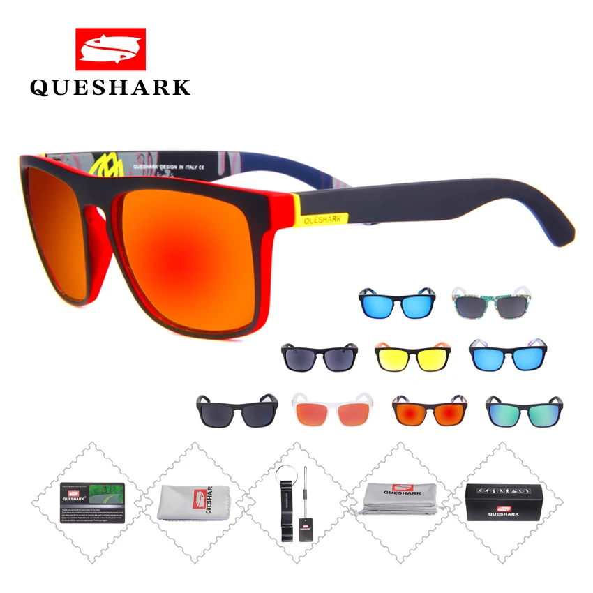 Queshark, Мужские поляризационные солнцезащитные очки для велоспорта, MTB, дорожный велосипед, очки для спорта, вождения, рыбалки, очки для велоспорта, женские очки