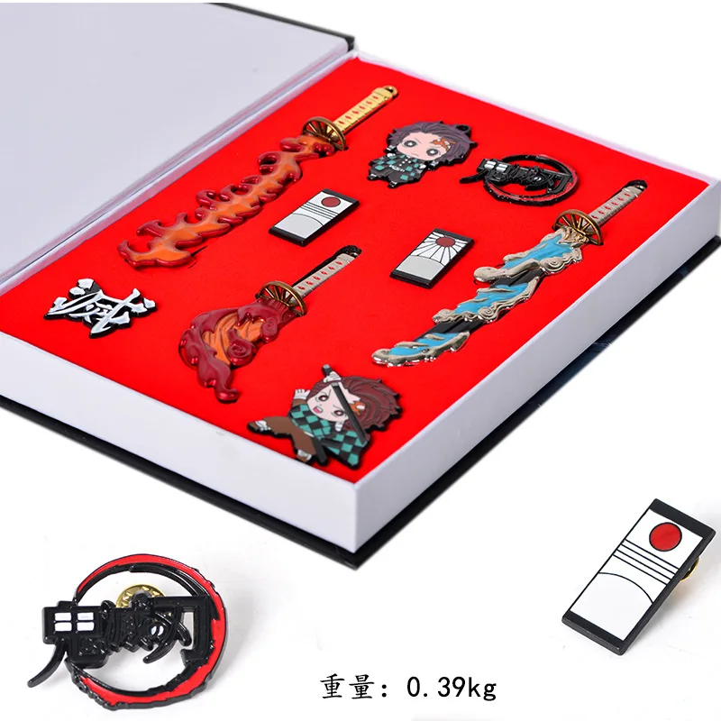 

Anime Demon Slayer Kamado Nezuko Kimetsu No Yaiba Tanjirou Bamboo Metal Keychain Set Cosplay Pendants Gift Figure
