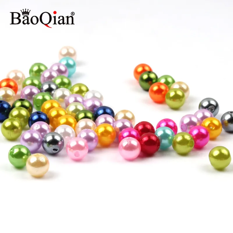 Круглые акриловые бусины с имитацией жемчуга 6 8 10 мм широкие для изготовления