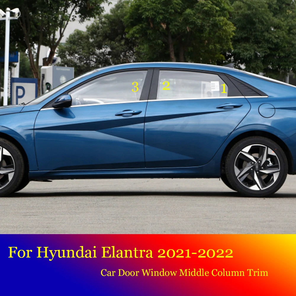 Защитные наклейки Center BC для колонны Hyundai Elantra CN7 2021 2022 зеркальный эффект оконные