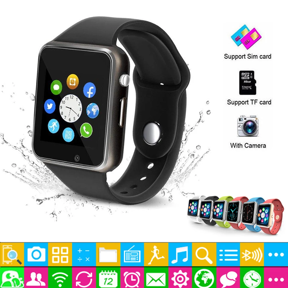 A1 наручные часы Bluetooth Смарт спортивные Шагомер с сим-камерой Smartwatch для Android |