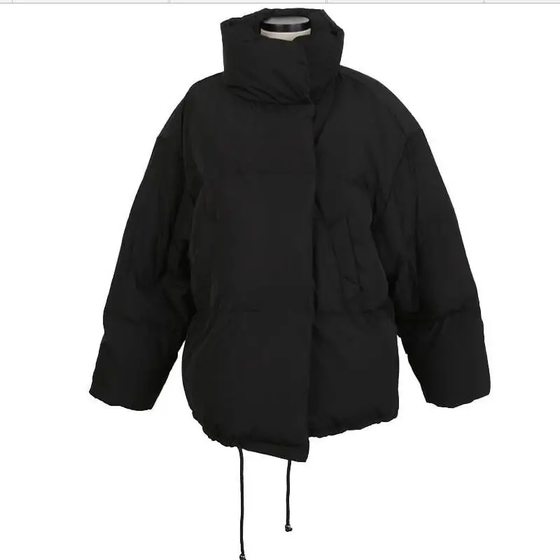 Корейский стиль 2019 зимняя женская куртка со стоячим воротником однотонная