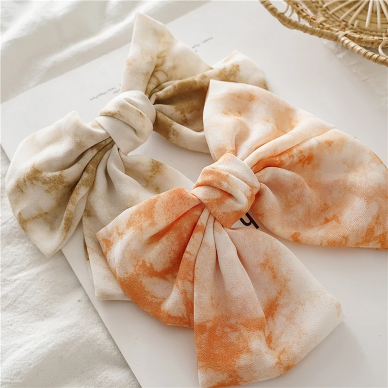 

Fashion Ribbon Hairgrips Tie-Dye Big Large Bow Hairpin Girls Satin Trendy Ladies Hair Clip New Cute Barrette Hair Accessories