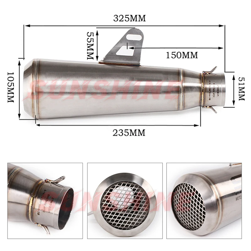 Универсальный выхлопной мотоцикл выхлопная труба для мотоцикла R1 K7 K8 K11 MT03 MT07 CBR400
