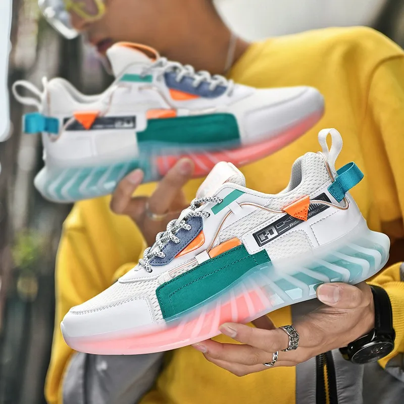 

New Men's Chunky Sneakers Multicolor Thick Bottom Platform Vulcanize Shoes Fashion Breathable Casual Running Board Shoes