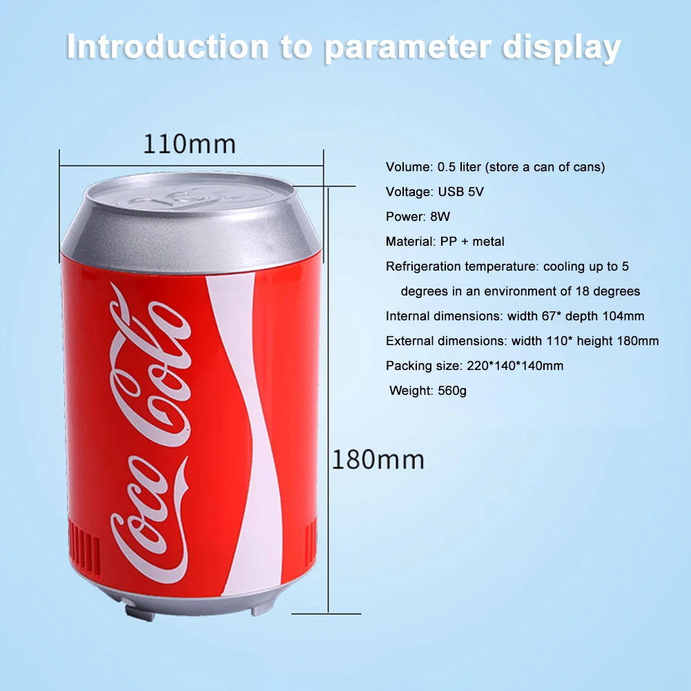

2021 Hot Mini Portable USB Refrigerator Car Office Dual-Use Refrigerator Beverage refrigeration for home and outdoor cooler