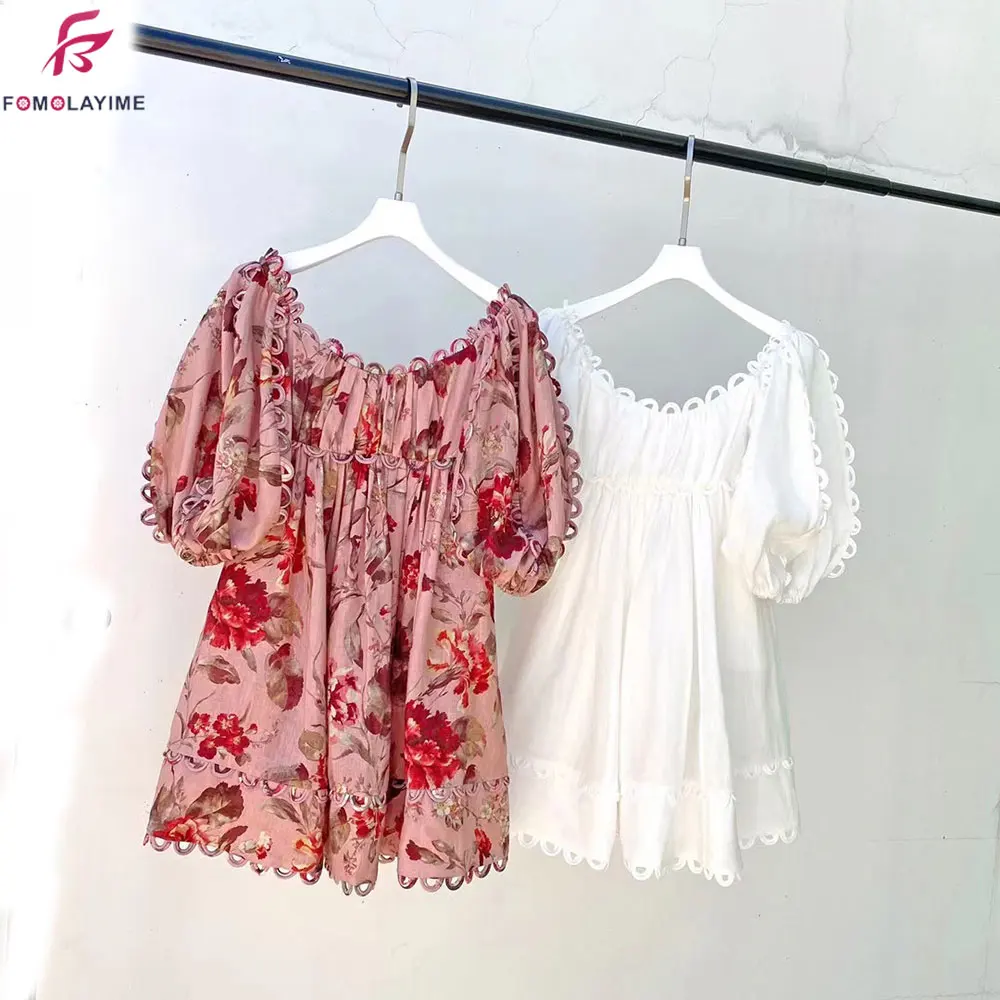 

2021 summer swimming series mini dress sexy Printed linen mini dress women