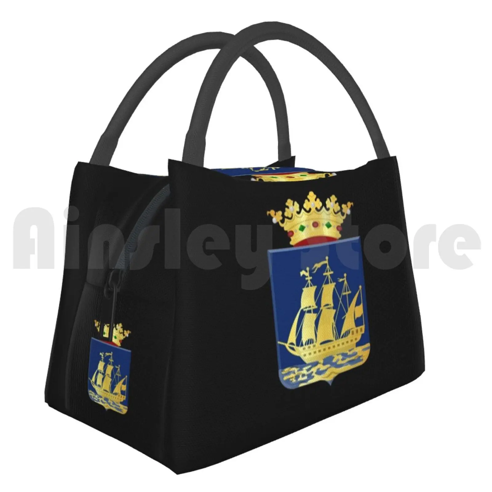 Lunch Bag Picnic Bag Coat Of Arms Of Ijlst Netherlands Ijlst Coat Arms Boat Blue Yellow Crown Holland