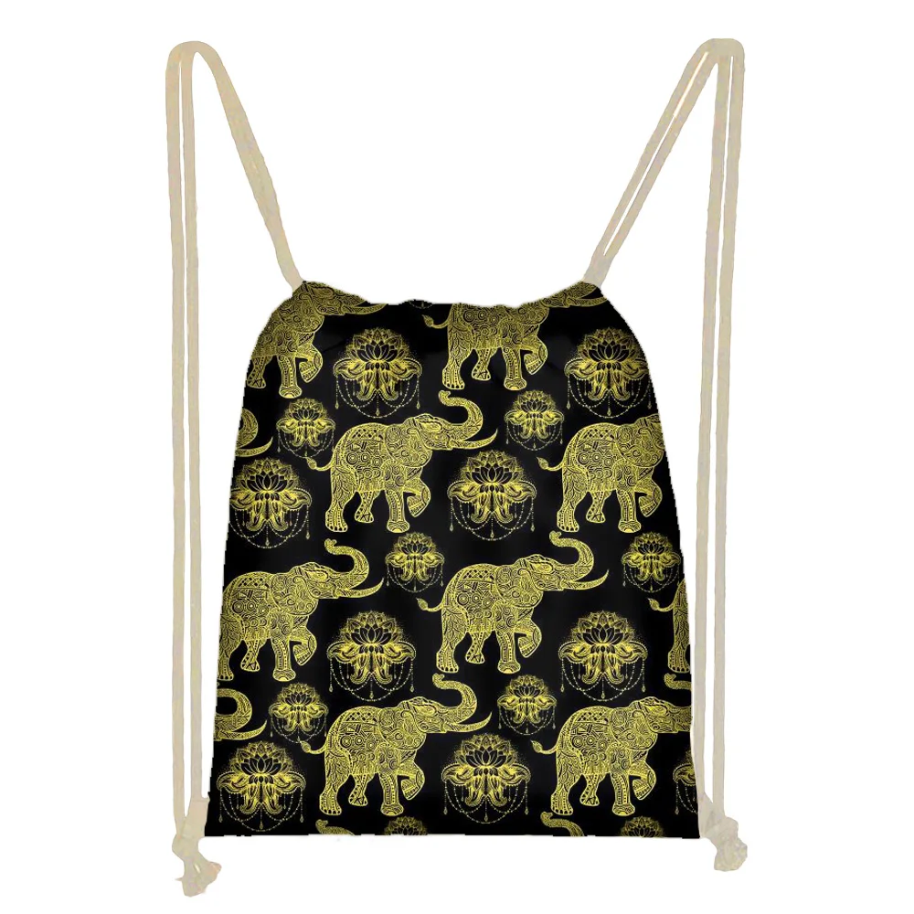 Рюкзак женский на шнурке с 3D-принтом в виде слона | Багаж и сумки