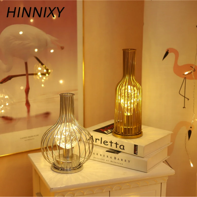 Hinnixy настольная лампа из кованого железа золотистого и серебристого цвета в