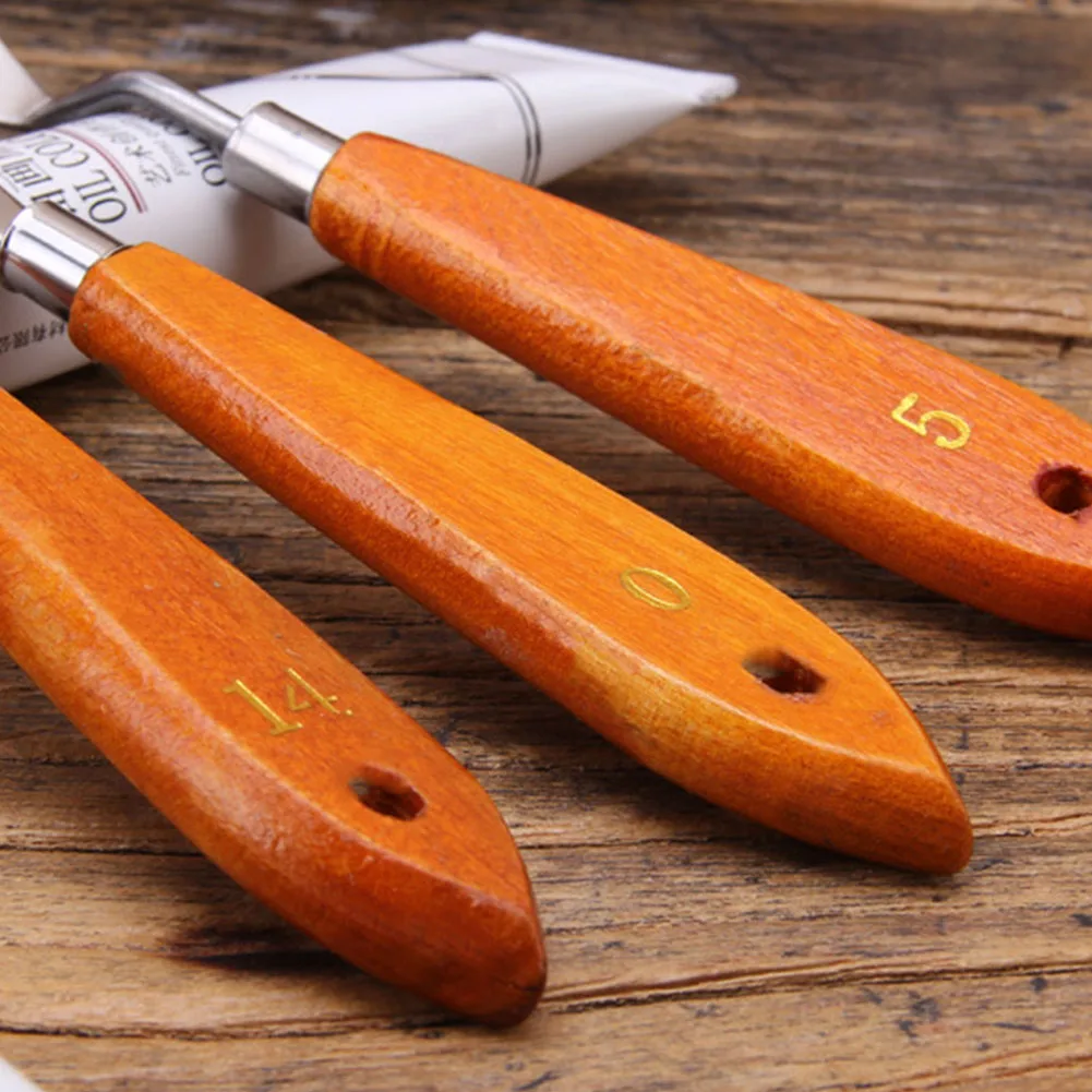 

3pcs School For Artist Painting Scraper Set Teaching Activity Mixed Wooden Handle Art Tools Multipurpose Palette Stainless Steel