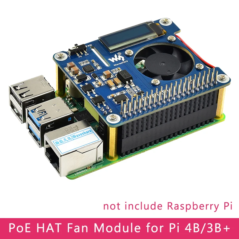 Raspberry Pi 4 Power over Ethernet HAT (B) 802.3af PoE сеть с охлаждающим вентилятором температура OLED для