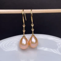 shilovem 18k yellow natural freshwater pearls drop earrings fine jewelry women trendy wedding christmas gift new myme8 96662zz